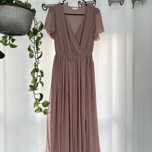 Taupe bridesmaid dress